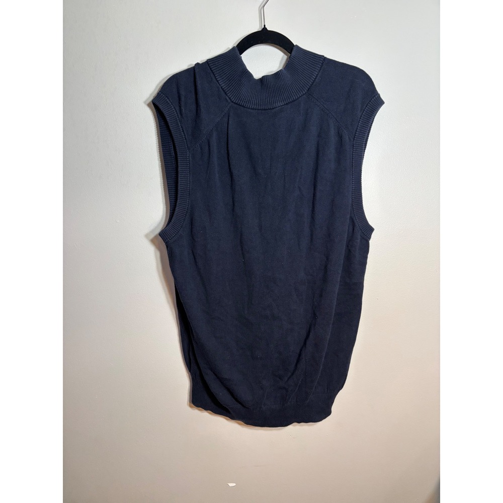 Johnston‎ & Murphy Mens XXL Navy Blue Cotton Blend Quarter Zip Sweater Vest - Picture 2 of 3